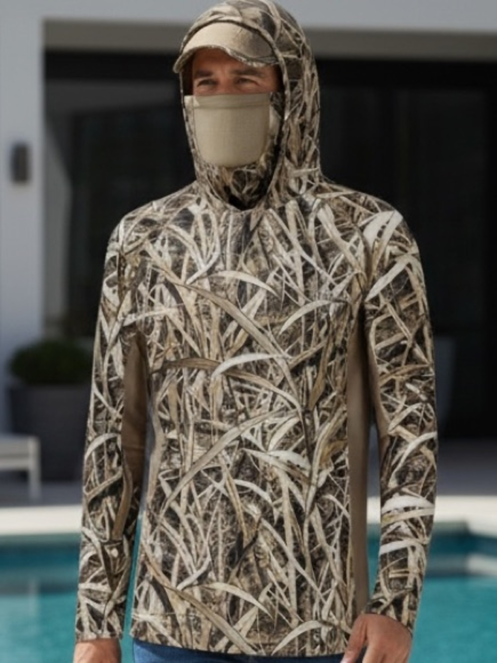 🆕 BASSDASH UPF 50+ Men’s Hunting Shirts with Mask Long Sleeve Camo Small Hoodie